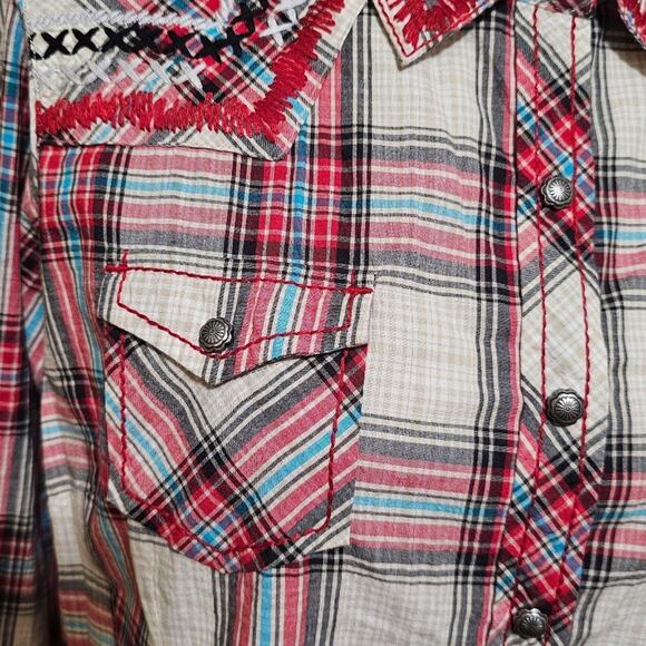 Ariat Women's Embroidered Metal Snap Button Top Women's Size L Western Cowgirl - Picture 10 of 10